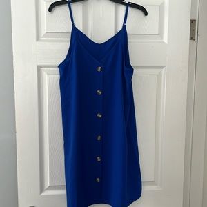 Blue faux button dress